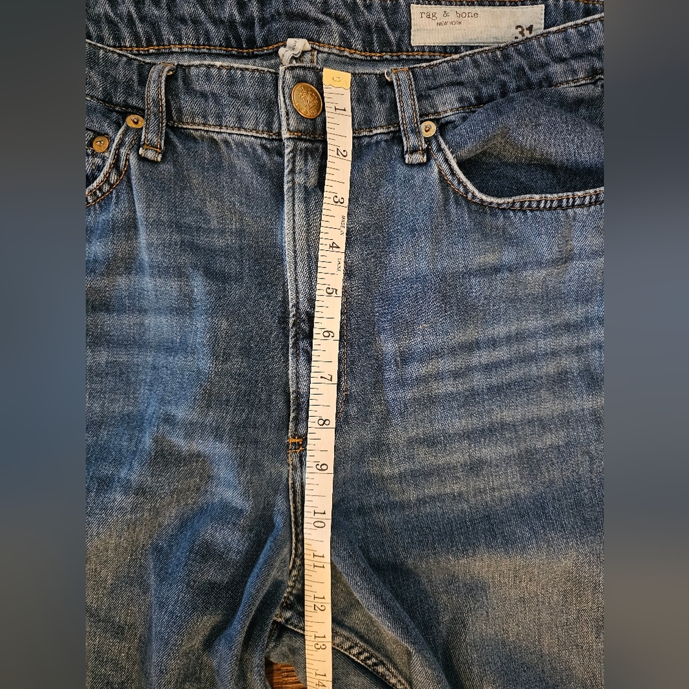 Rag & Bone Logan Mid-Rise Wide Leg Jeans Size 31 Tag, 34 Measurments - Picture 10 of 12